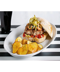 Hamb&uacute;rguer de Isca de Peixe e Camar&atilde;o